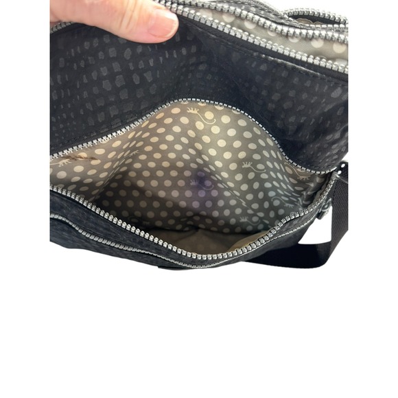 Kipling Cross Body Double Outside Zip Nylon Bag Black Boho Utility - Picture 4 of 7